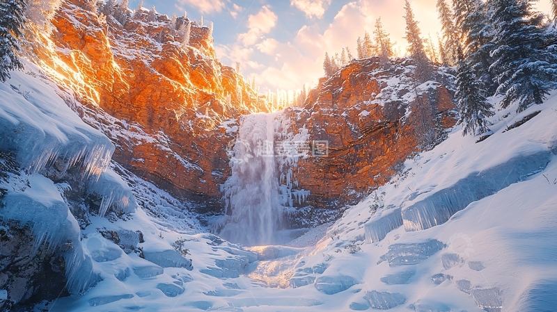 高清大图下载【趣麦麦图】冰雪瀑布