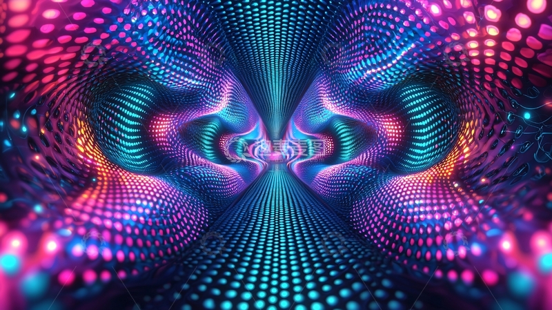 高清大图下载【趣麦麦图】绚丽多彩的抽象光线隧道