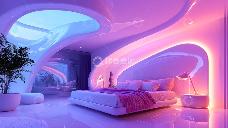 高清大图下载【趣麦麦图】梦幻紫色卧室