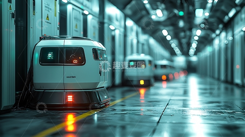 高清大图下载【趣麦麦图】未来科技感走廊机器人