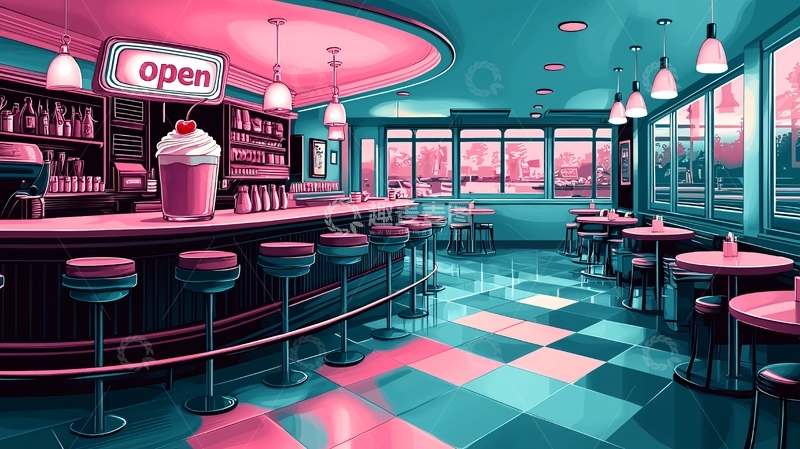 高清大图下载【趣麦麦图】复古美式餐厅