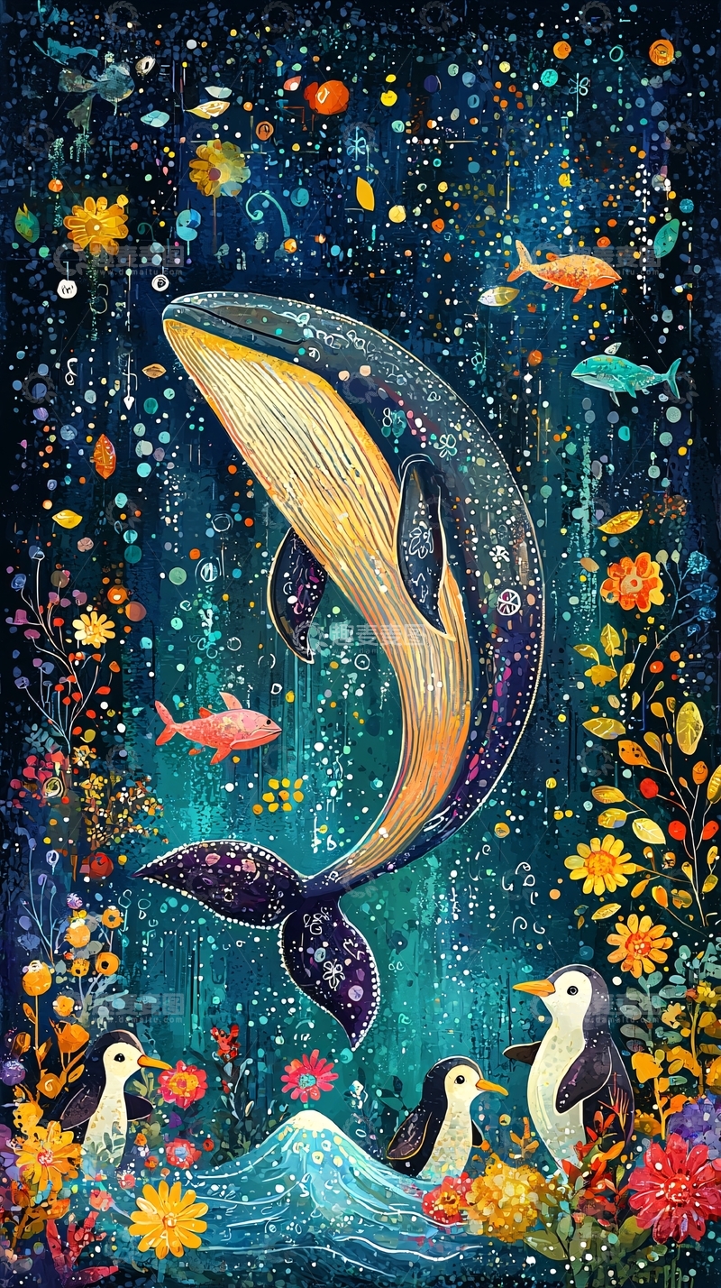高清大图下载【趣麦麦图】梦幻鲸鱼海洋花园