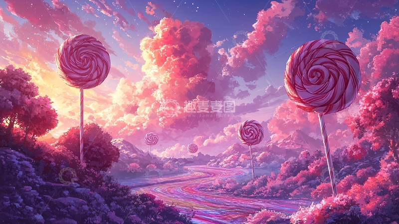 高清大图下载【趣麦麦图】梦幻糖果天空
