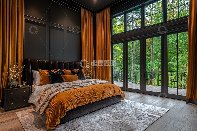 高清大图下载【趣麦麦图】黑金色卧室