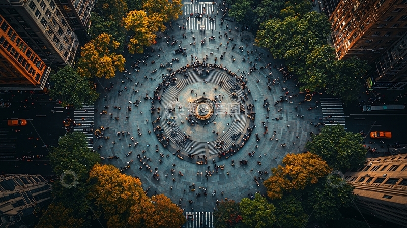高清大图下载【趣麦麦图】俯瞰城市中心广场