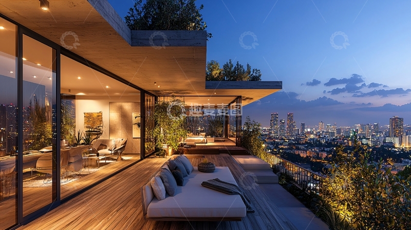 高清大图下载【趣麦麦图】夜景顶层公寓