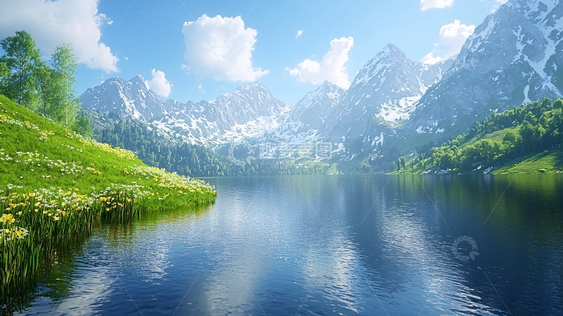 高清大图下载【趣麦麦图】雪山湖泊风景