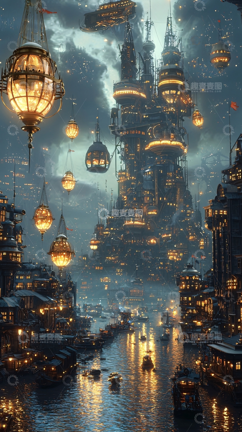 高清大图下载【趣麦麦图】蒸汽朋克风格奇幻都市