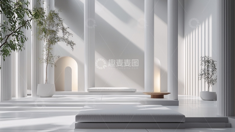 高清大图下载【趣麦麦图】极简白色室内空间
