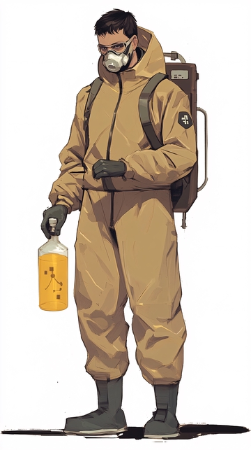 穿着防护服的男子