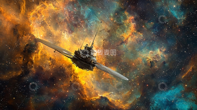 高清大图下载【趣麦麦图】宇宙飞船星云背景