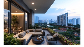 现代简约阳台夜景