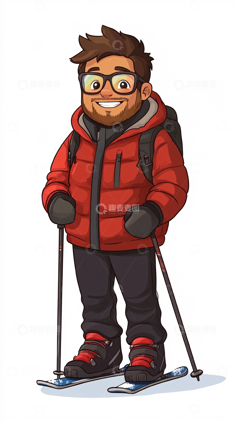 高清大图下载【趣麦麦图】卡通滑雪者