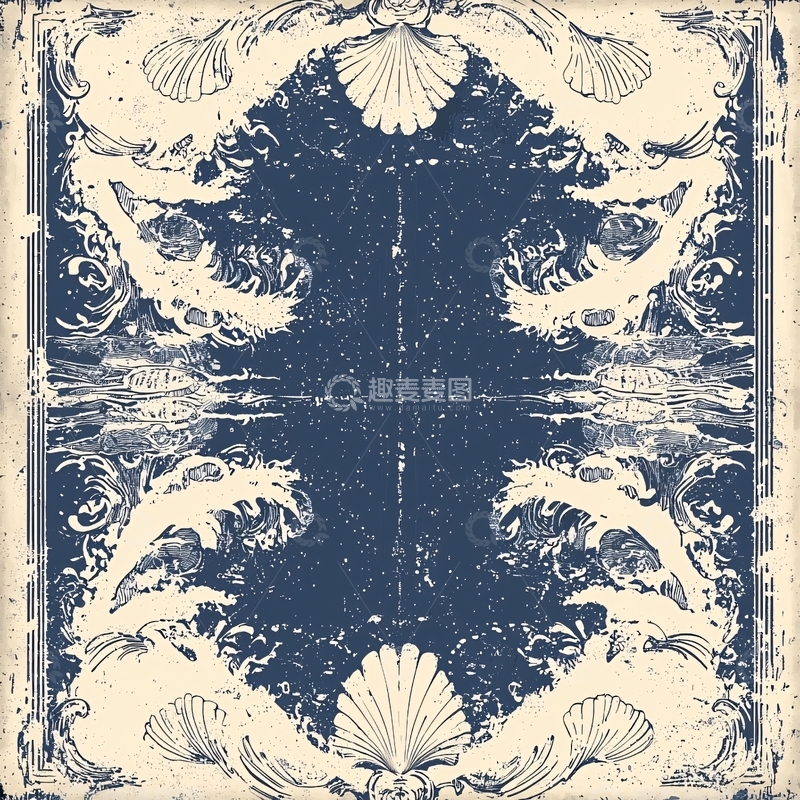 高清大图下载【趣麦麦图】蓝色贝壳纹理图案