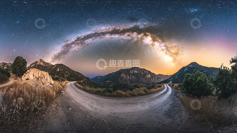 高清大图下载【趣麦麦图】星空下的山路