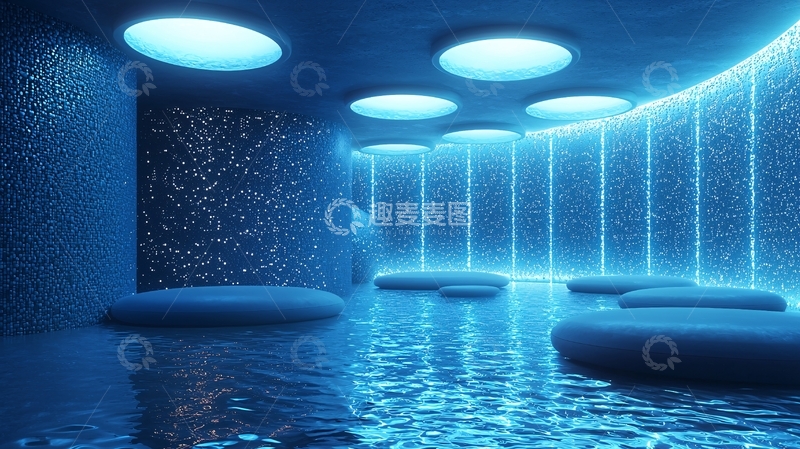 高清大图下载【趣麦麦图】蓝色水疗中心冥想室