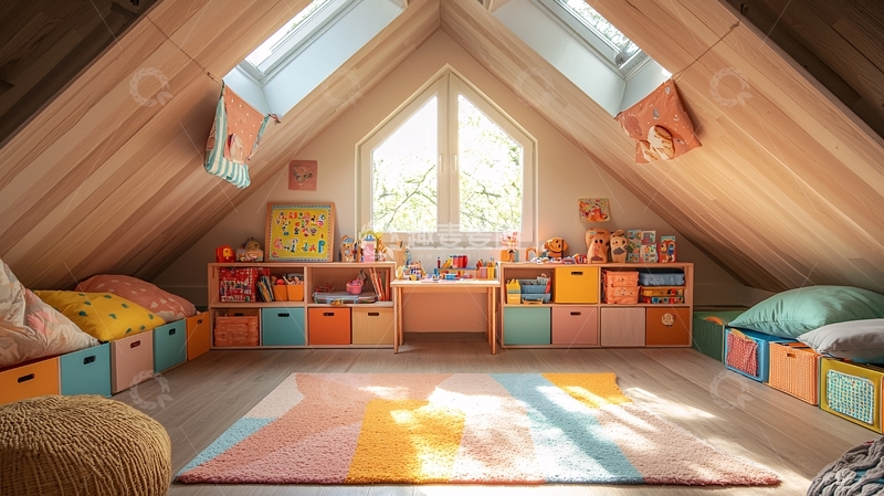 高清大图下载【趣麦麦图】阁楼儿童房储物空间