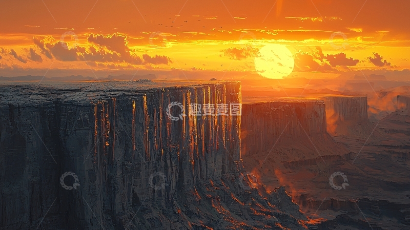 高清大图下载【趣麦麦图】落日余晖下的巨型石柱