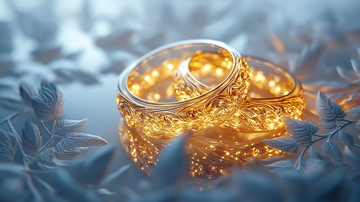 闪耀金光结婚戒指