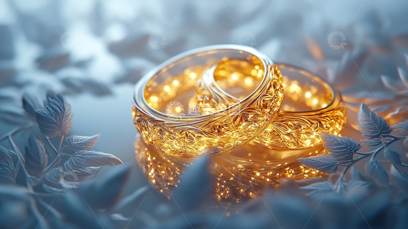 高清大图下载【趣麦麦图】闪耀金光结婚戒指