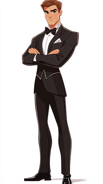 帅气男人黑色燕尾服