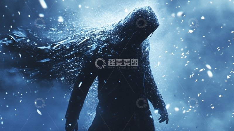 高清大图下载【趣麦麦图】冰雪风暴中的神秘人物