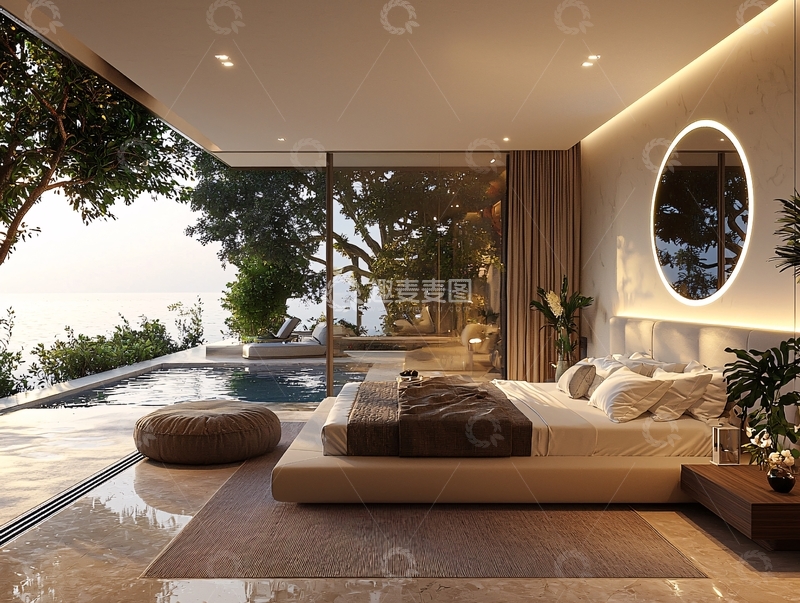高清大图下载【趣麦麦图】现代简约海景卧室