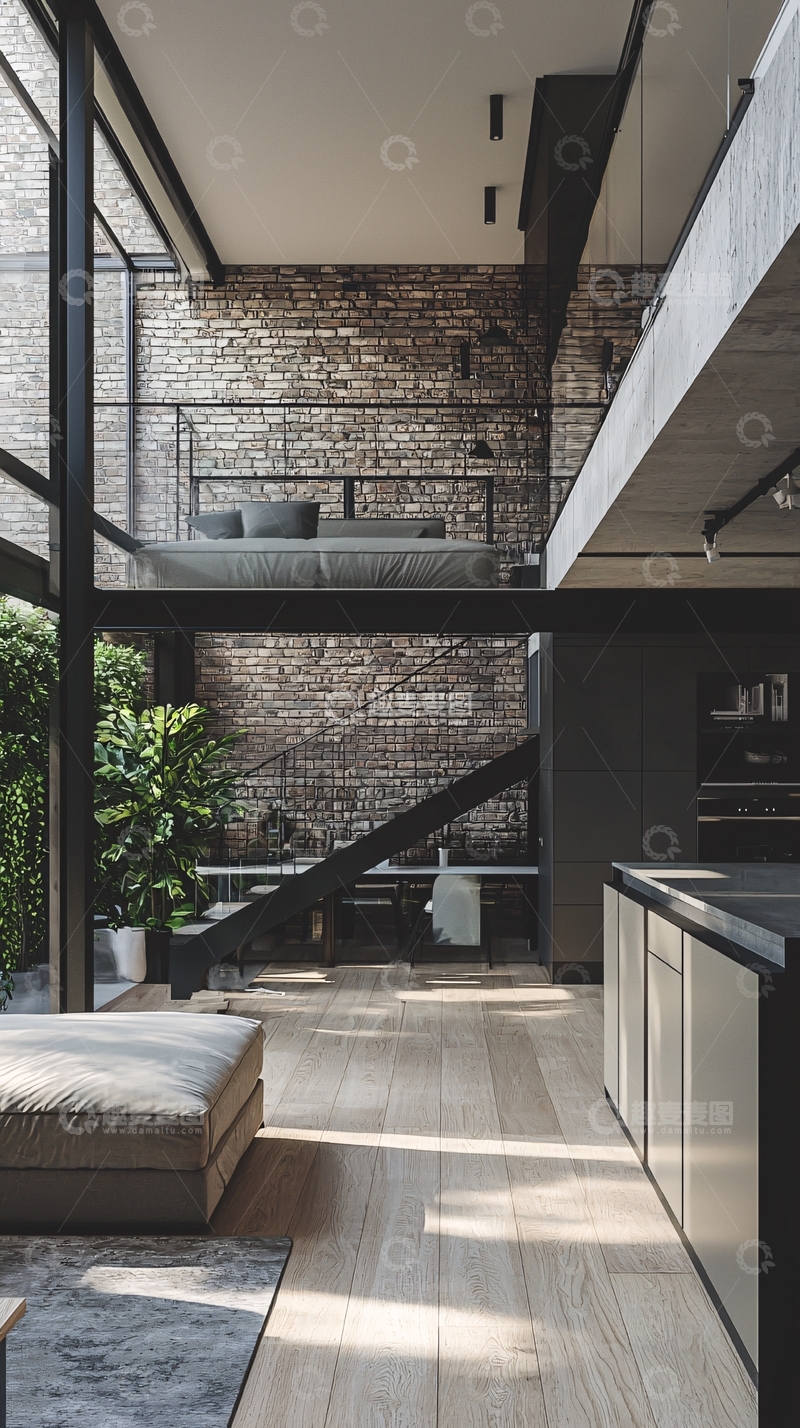 高清大图下载【趣麦麦图】现代工业风复式住宅