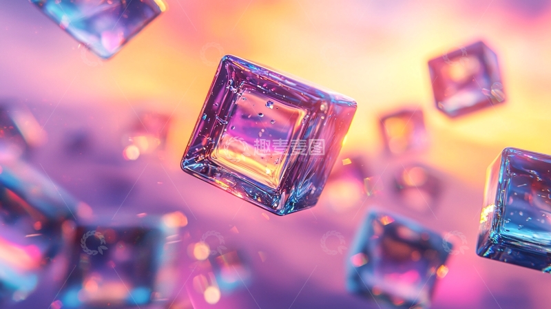 高清大图下载【趣麦麦图】彩色晶体漂浮