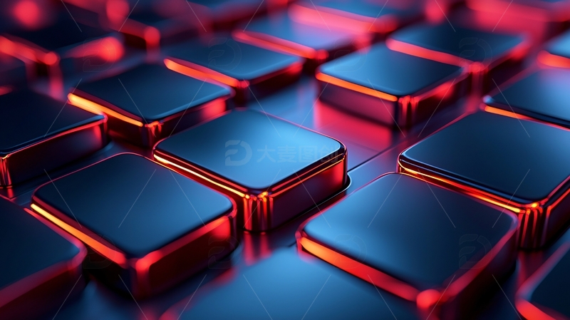 高清大图下载【趣麦麦图】红色蓝色金属方块