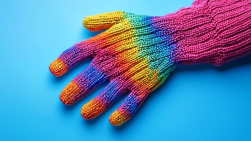 彩虹毛线手套