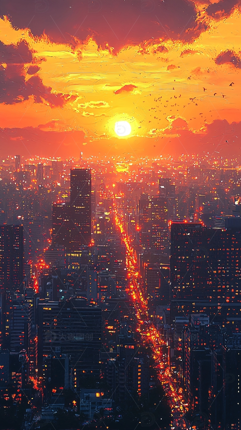 高清大图下载【趣麦麦图】城市日落