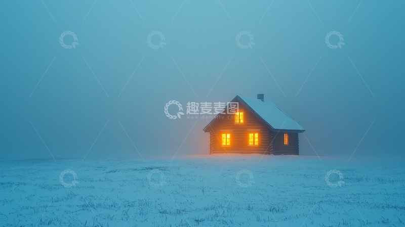 高清大图下载【趣麦麦图】雾中小屋