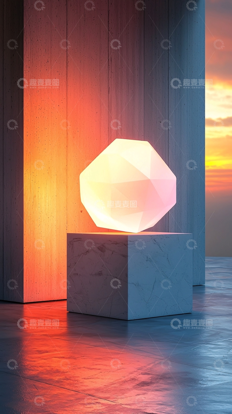 高清大图下载【趣麦麦图】发光多面体雕塑