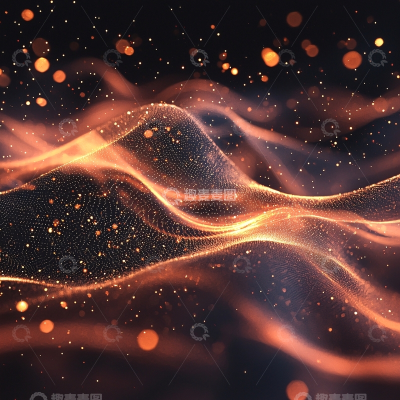 高清大图下载【趣麦麦图】金色流体粒子背景