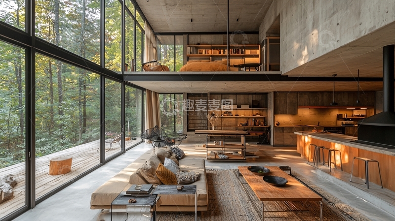 高清大图下载【趣麦麦图】森林景观旁的现代住宅