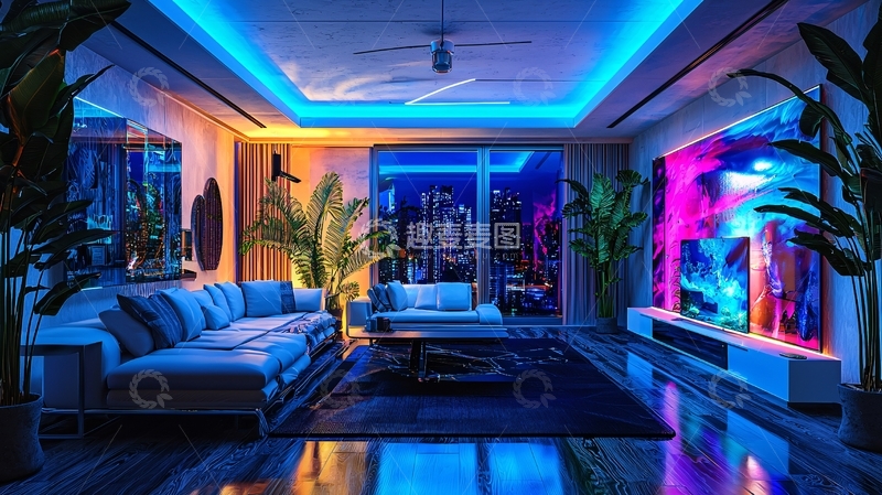 高清大图下载【趣麦麦图】现代简约客厅氛围灯