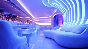 梦幻紫色酒吧设计