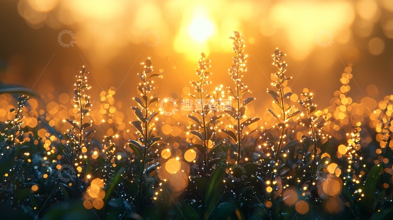 高清大图下载【趣麦麦图】金色阳光下的草地特写