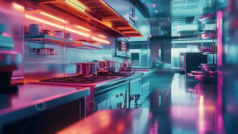 高清大图下载【趣麦麦图】霓虹灯商业厨房