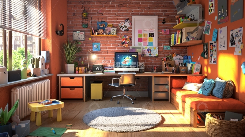 高清大图下载【趣麦麦图】阳光洒进的创意工作室