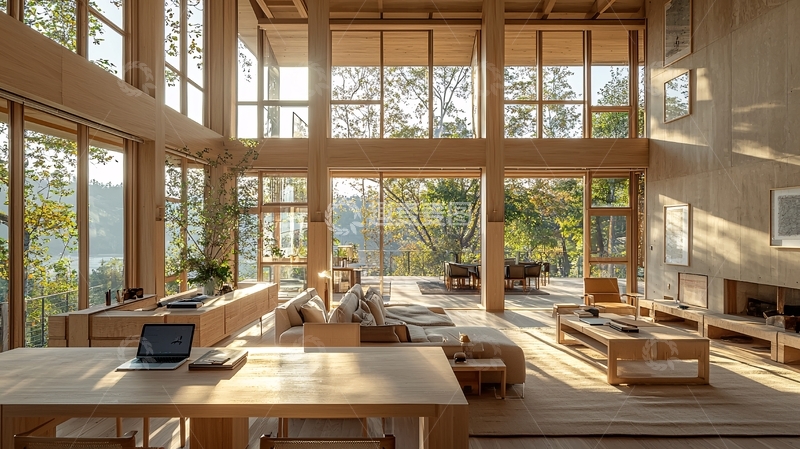 高清大图下载【趣麦麦图】自然采光的木质房屋内饰