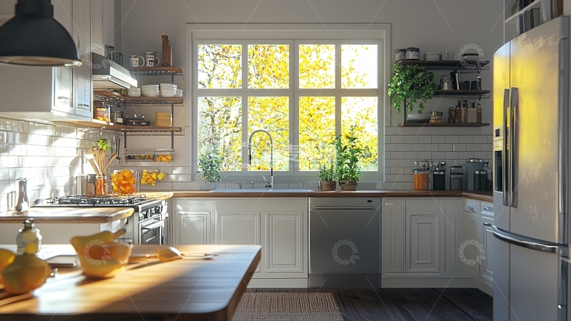 高清大图下载【趣麦麦图】阳光洒进厨房