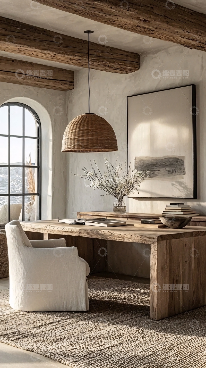 高清大图下载【趣麦麦图】温馨的自然光书房