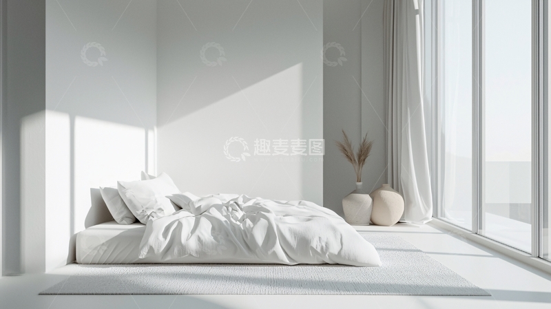 高清大图下载【趣麦麦图】极简风白色卧室