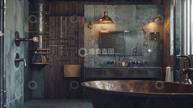 高清大图下载【趣麦麦图】工业风浴室