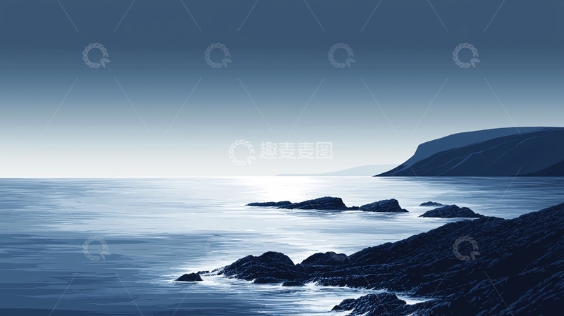 高清大图下载【趣麦麦图】平静的蓝色海岸线