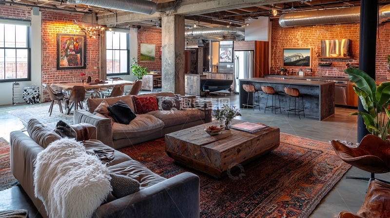 高清大图下载【趣麦麦图】loft风格客厅