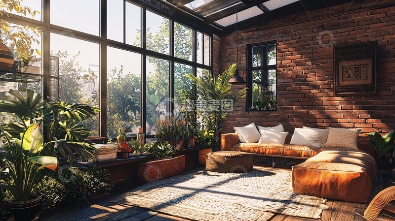 高清大图下载【趣麦麦图】阳光洒满落地窗的客厅