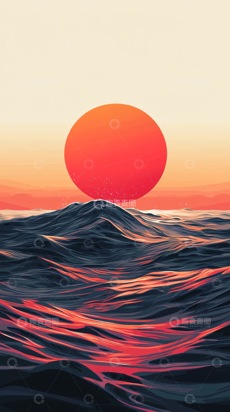 高清大图下载【趣麦麦图】日出海面波光粼粼